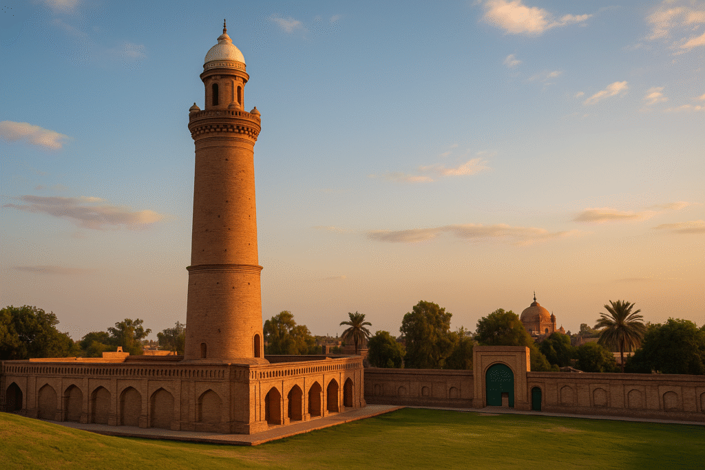 Rent a Car Dera Ghazi Khan – Historic landmark view at sunset with iconic architecture, representing local heritage and NEOM’s trusted rental services.