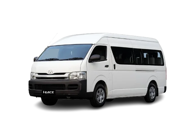 Toyota Coaster – Spacious minibus included in the NEOM Rent a Car fleet, ideal for group travel and corporate transportation across Pakistan.