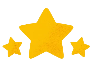 Three golden stars symbolizing excellent customer reviews about Neom Rent a Car.